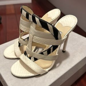 Jimmy Choo Black Off White Croc Effect Heels 36/6